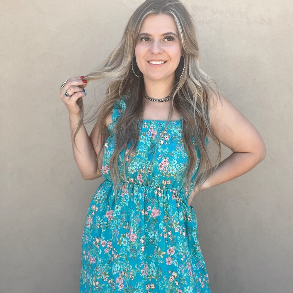 Floral Blue Maxi Dress - Picture 2 of 5